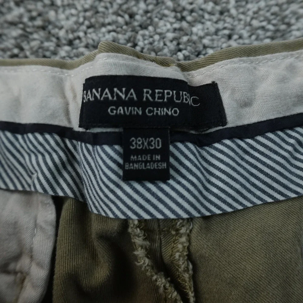 Banana Republic Pants Mens 38X30 Brown Tan Gavin Chino Trouser Flat Front Preppy